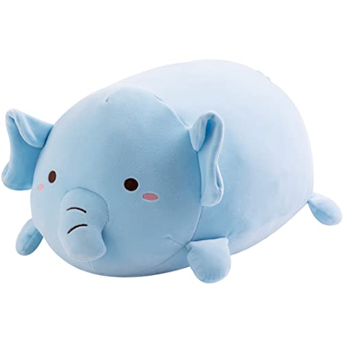 Elainren Super Fluffy Elephant Body Pillow Plush Blue Elephant Soft Stuffed Animals Toy Kawaii Anime Elephant Plushie Throw Pillow Decor Gifts For Xmas /17.7''(Only For Age 14+) #TOP28