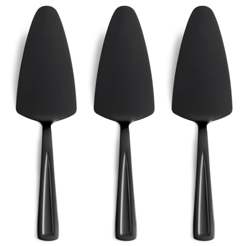Black Pie Cake Server Set, GoGeiLi 9.3-inch Stainless Steel Dessert Server Spatula for Pizza, Pastry, Cheese, Set of 3, Dishwasher Safe