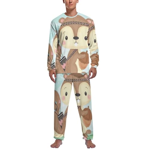 Ensemble pyjama homme pantalon et haut manche longue vêtement de nuit chaud