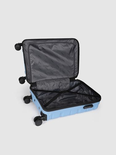 Image of Teakwood 55 CM Unisex Trolley Bag for Travel, Hard Cabin Trolley Large Travel Suitcase Bag, Lock System 360 Degree 8 Rotating Wheels (55 CM, Powder Blue)