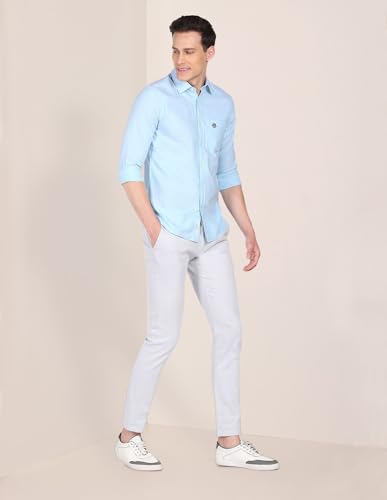 Image of U.S. Polo ASSN. Men's Solid Spread Collar Premium Cotton Oxford Tailored Fit Shirt