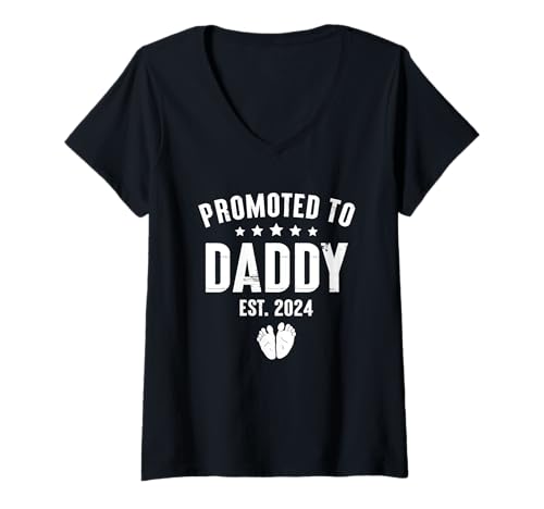 Mujer 1st Time Daddy Est 2024 New Dad First Time Daddy 2024 Camiseta Cuello V