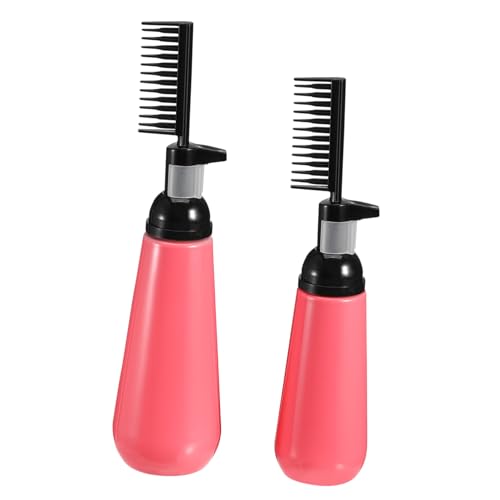HONITANO 2pcs Hair Dye Comb Bottles 130ml and 200ml Plastic Salon Hair Coloring Dispenser Comb Applicator for Professional Dyeing and Scalp Treatment