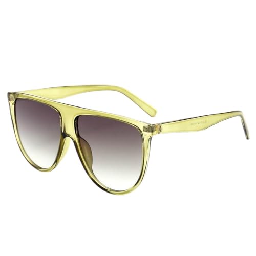 TDDFVFF Gafas de sol de lujo para mujer, estilo retro vintage, con parte superior plana, de gran tamaño, con protección UV400, color verde grisáceo, talla única