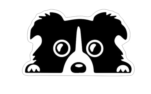 Image of Peeking Dog Decal, Vinyl Face Sticker for Car Window, Black and White Adhesive Pet Decal, 1 PC
