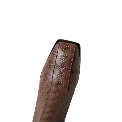 TinaCus Embossed Genuine Leather Women's Square Toe Handmade Block Heels Zip Up Ankle Boots2