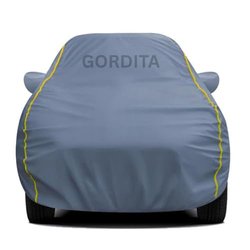 Image of Waterproof Car Body Cover for C3 All Weather Protection Comes with Inner Cotton Lining & Triple Stitched with Mirror & Antenna Pocket Belt & Elastic Fit Grey with Yellow Piping2