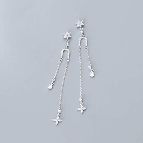 Boucles d'oreilles S925 argent pour femme fleur et étoile à six branches