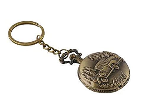 Image of AUGEN Pocket Watch Metal Keychain Vintage Car Retro Vintage for Gifting With Key Ring Anti-Rust 2 (Pack Of 1)