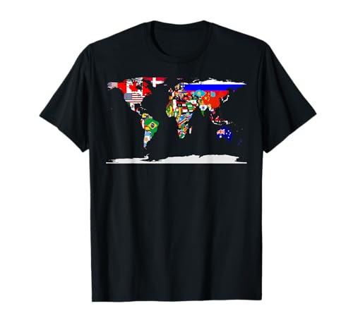 Map of the world and flags of the countries of the world Tee T-Shirt