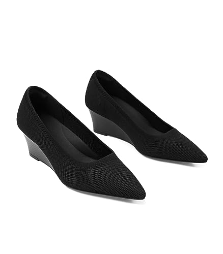 Arromic Women's Wedge Pumps Pointed Low Heel Wedge Dress Shoes Closed Toe Wedges Pumps for Women Comfort Work Casual Daily Dressy - 2inch4