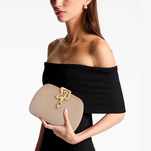 Image of Velvet Evening Clutch Purse for Women-Snake Clasp Formal Handbag,Hard Shell Design Bag for Weddings, Parties, Prom