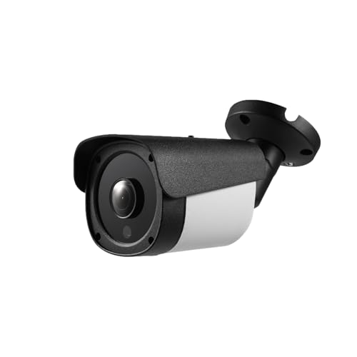 REVODATA Caméra IP POE 5MP, Caméra de sécurité POE étanche IP65 pour l'intérieur et l'extérieur, Vision Nocturne IR 10M, Objectif Fisheye 1.44mm P2P (I542-P-HS-S)