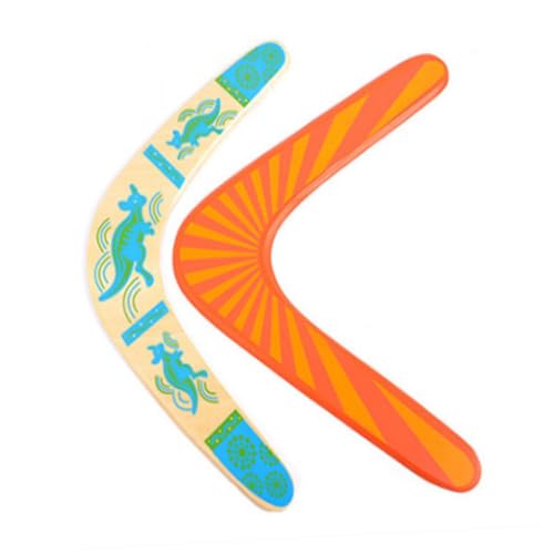 BESPORTBLE 2pcs Juguetes para Exterior Juguetes de Madera para Niños Boomerang Volador Azul