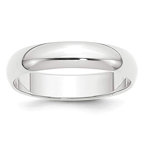 Roy Rose Jewelry Platinum 5mm Wide Polished Half-Round Wedding Band Ring Sizes 4 to 12