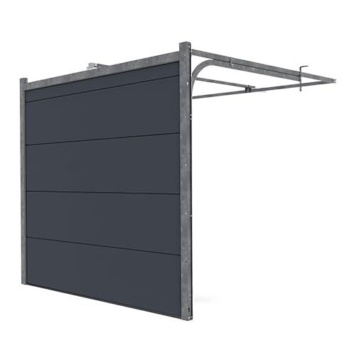 GM Portes - Porte de garage LANCE Sectionnelle Prémontée | Moteur: Ecoline - Wifi - Inclus | 212cm X 240cm | Anthracite - Finition lisse sablé