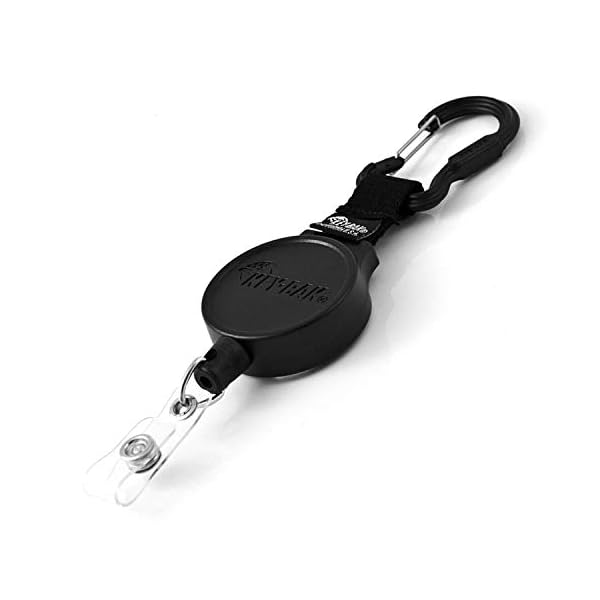 KEY-BAK MID6 Retractable Carabiner I.D. Badge Holder with 36″ Retractable Cord, 6 oz. Retraction, Steel Carabiner, Black, Model Number: 0006-015
