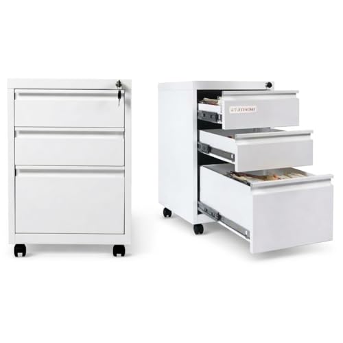 TUFFERONE IBS Pedestal Drawer Metal File Cabinet (White) | Office...