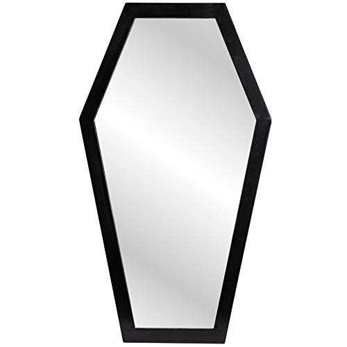 Gothic Curiosities Large Coffin Mirror - 23 Inch Gothic Decor for Bedroom Or Bathroom - Hooks and Hardware Included, Ready to Hang - Pair with Spooky Goth Coffin, Moon Shelf