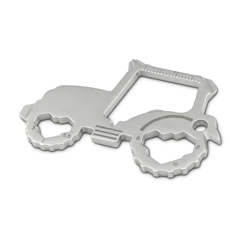 Geschenkartikel: ROMINOX Key Tool // Traktor, 18 Funktionen, Keytool Schlüsselanhänger, Flaschenöffner, Edelstahl Multitool, Multifunktionswerkzeug, Kleinigkeit für Adventskalender