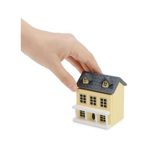 Miniature Cottage for Dollhouse Accessories Desktop Decor Wooden Mini House Storage Decoration Ornament Nice Present for Miniature Lovers (Yellow) Cover