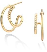 WEARON Stud Earrings for Women 14K Gold Plated Simple Hypoallergenic Small Ear Jewelry