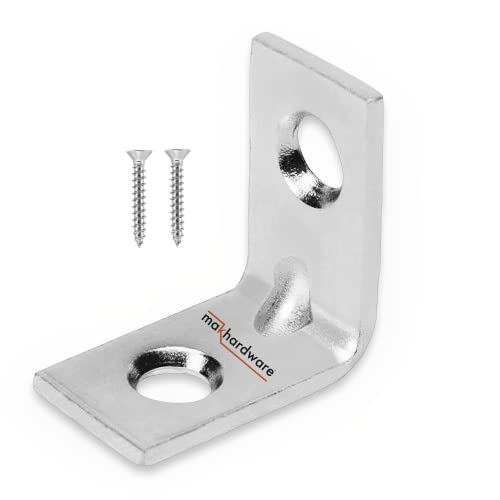 Mak Hardware L-Shaped L Patti Steel Angle Bracket for Solid Shelf Support Joint Right Corner Brace Shelf Bracket for Reinforcing Chairs/Tables with Screw (1 x 1 Inch) (Pack of 12 Pieces) (B0BM7N5F3L) Amazon Price History, Amazon Price Tracker