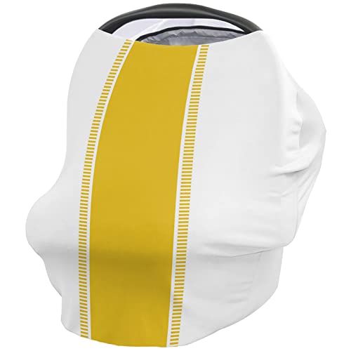 Nursing Cover for Breastfeeding Scarf, White Yellow Stripes Baby Car Covers Super Soft Multi Use for Canopy Shopping Cart Cover Blanket Stroller Cover