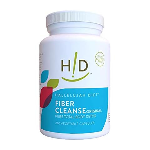 Hallelujah Diet Fiber Cleanse - Psyllium and Flax Seed-Based Capsules, Helps Eliminate Toxins and Restore Optimal Bowel Function, Natural Colon Cleanse Supplement - (240 Count) Cover
