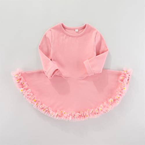 Qiylii Toddler Baby Girls Solid Color A-line Tutu Dress Long Sleeve Cotton Playwear Dresses Fall Winter Outfits2