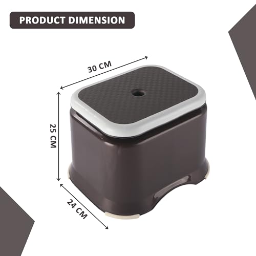 Image of Heart Home Pack of 2 Anti-Slip Bathroom Stool for Bathing | Comfortable Indoor & Outdoor Machiya for Sitting | Durable Adults Bath Stool & Patla Chair for Home | Check Ultra 10- Brown