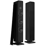 Audizio ARCO Passive Pair Floor Standing HiFi Tower Speakers, Passive 160W Stereo Tallboy Set, 3x 4 Woofers 1" Dome Tweeter, Premium Home Audio, Stylish Black Cabinets, Gold-Plated Terminals