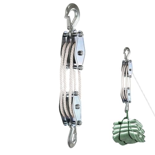 Schweres Du Block und Tackle Seilzugsystem – Manueller Seilzug, 1000 kg, Mikro-Riemenscheibe, fester Seitenwagen, effiziente Hebe-Lösung für Tierhandarbeit und DIY-Projekte