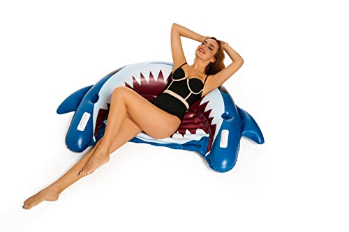 Jorkei Inflatable Pool Floats For Adults Shark Floaties Swimming Pool Loungers Chair Floats With Cup Holder Pool Floaties Party Beach Water Toys… #TOP3