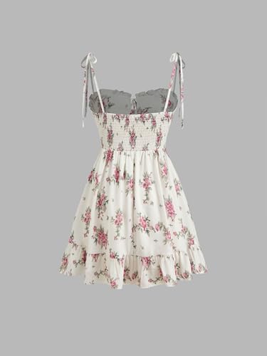 Image of CIDER Floral Dress for Women Summer Mini Sundresses Spaghetti Strap Cute Vacation Dresses Boho Casual Outfits