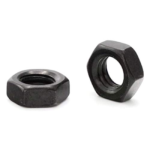 18-8 Stainless Steel Black Oxide Hex Jam Nuts - 1/2-13 (3/4 Flats x 5/16 Thick) - Qty 25