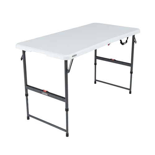 Lifetime 4-Foot Fold-in-Half Height Adjustable Table, Portable for Versatile Indoor or Outdoor Use