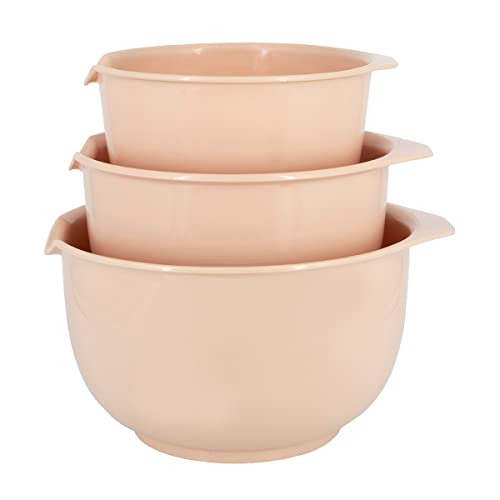 Glad Mixing Bowls with Pour Spout| Nesting Design Saves Space | Non-Slip, BPA Free, Dishwasher Safe Plastic | Kitchen Cooking and Baking Supplies, Blush, 3 piece set