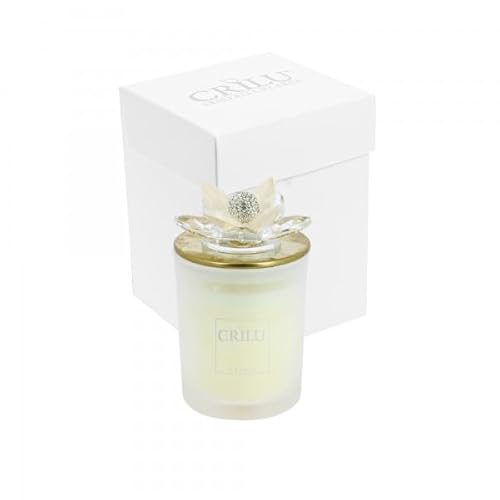 Generico Vela de cristal con tapón de oro y flor de cristal, bombonera para comunión, confirmación, boda, SD (crema – Art. 24VA6345)