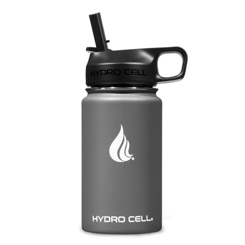 Image of HYDRO CELL Stainless Steel Insulated Water Bottle with Straw - For Cold & Hot Drinks - Metal Vacuum Flask with Screw Cap and Modern Leakproof Sport Thermos for Adults (Graphite 14oz)