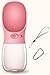 DEYACE Dog Water Bottle, Leak Proof Portable Pet Water Bottles for Dogs, Puppy Water Dispenser with Drinking Feeder for Travel (Pink 12oz)