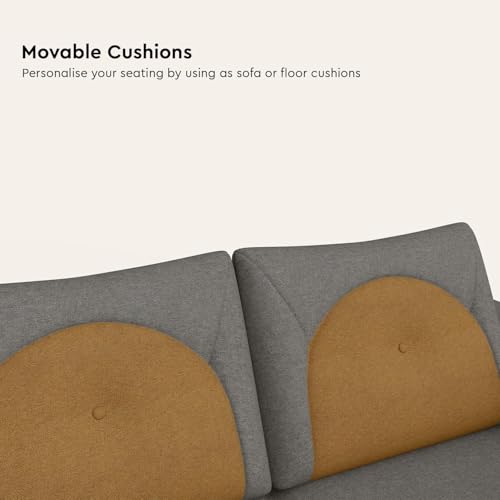 Image of Interio by Godrej Sofa Windle 6-Seater Fabric Sofa Set (3+2+1) for Living Room, 3-Years Warranty, Solid Wood, Camel and Taupe