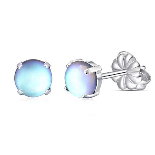 Limerencia G23 Hypoallergenic Pure Titanium Earrings, Opal/Moonstone/Cat's Eye/Blue Turquoise Stud Earrings, F136 Implant Grade|Delicate Jewelry for Sensitive Ears (5mm, Moonstone)