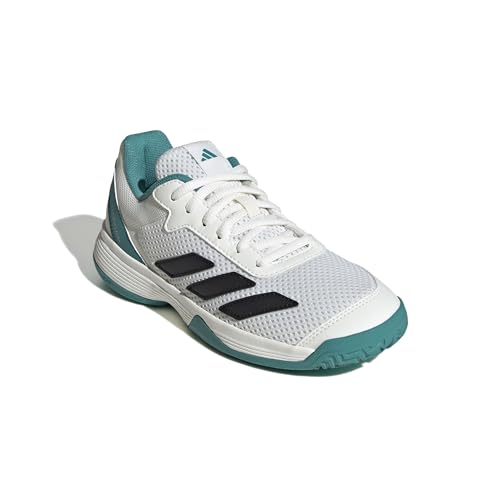 adidas Unisex Kinder Courtflash Kids Tennis Shoes Tennisschuhe, Cloud White/Pure Teal/Off White