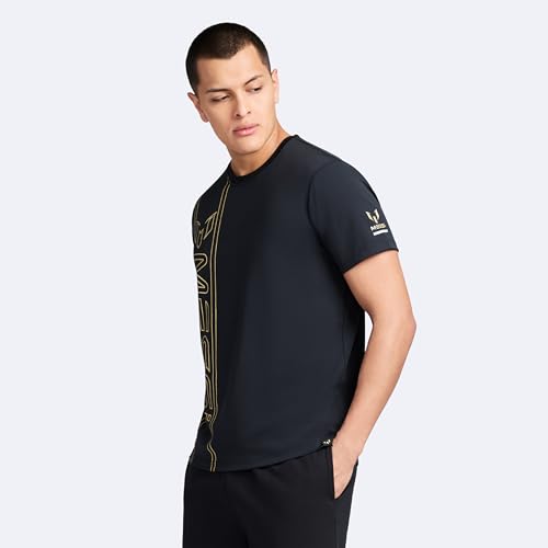 Image of Messi Men's Lifestyle Side Track Poly Tee, Standard Fit T-Shirt, Polyester & Spandex