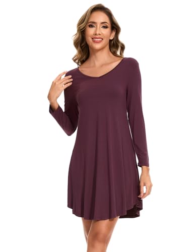 Image of GYS Womens Bamboo Viscose Nightgown Super Soft Lightweight Night Shirts for Sleeping