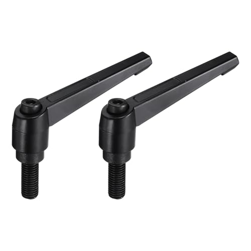 QUARKZMAN 2 Stück Klemmhebel Griff M12 x 32mm Außengewinde Bolzen Klemmschraube Druckknöpfe Kohlenstoffstahl, Verstellbarer Klemmhebelgriffe Handgriff für Werkzeugmaschinen, Schwarz