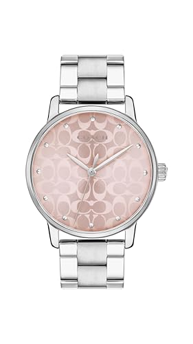 Image of Coach Grand Qtz Basic Pink Round Dial Women's Watch|Stainless Steel Material|Silver Color Band - 14503406