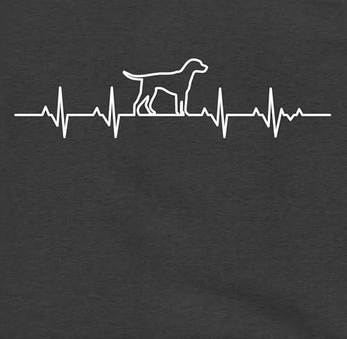Pullover Damen Hoodie Frauen - Geschenk für Hundebesitzer - Herzschlag Hund - M - Anthrazit meliert - geschenke hundepullover hundefan herzlinie fun-kapuzenpullover hundehalter hoody mit hunde