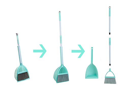 Xifando Mini Broom with Dustpan for Kids,Little Housekeeping Helper Set (Light Blue)